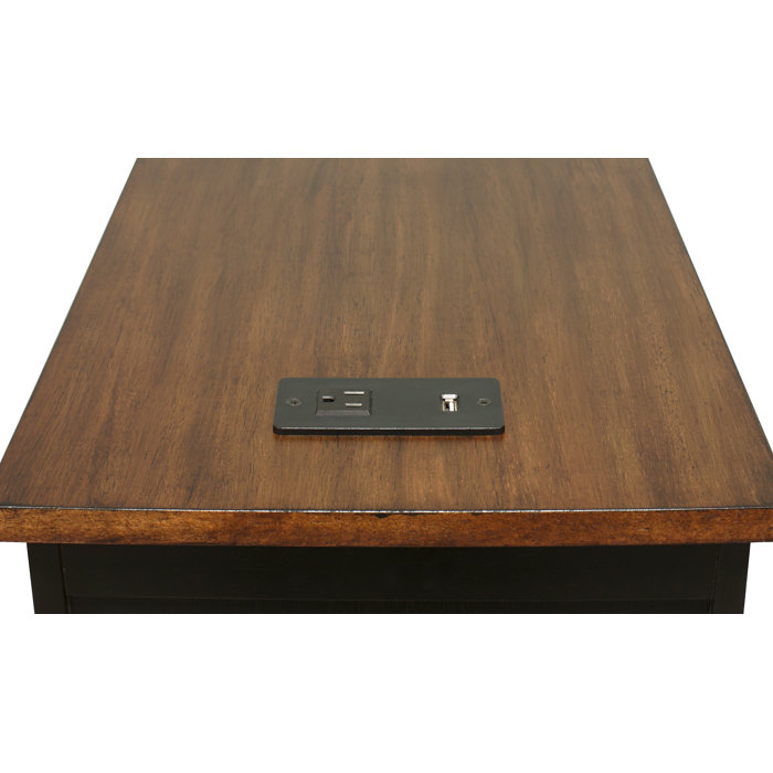 Gracie Oaks Ashworth Tray Top End Table with Storage and BuiltIn